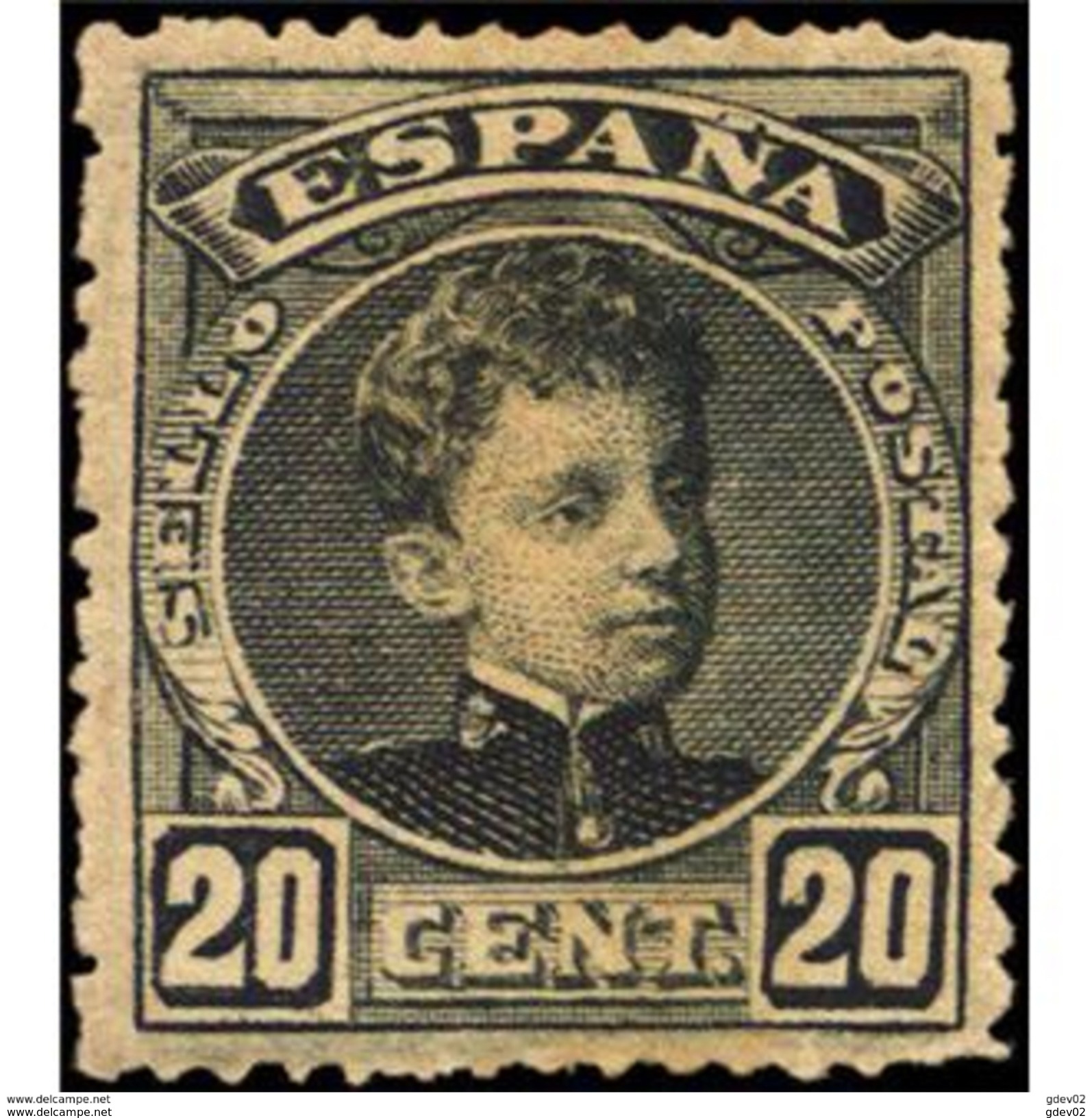 ES247STV-LFT2193TCFR.CADETE.España. Spain.Espagne.Alfonso Xlll Joven.1901/5.(Ed 247*)con Levisima Charnela. Lujo - Familias Reales