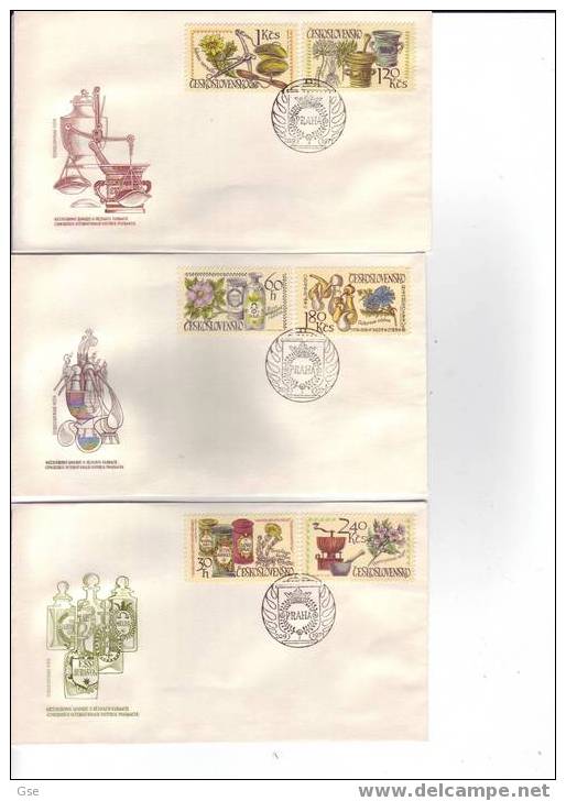 CECOSLOVACCHIA 1971 - 3 FDC - Yvert  1870/75 - Annullo Speciale Illustrato - Piante Medicinali - Plantas Medicinales