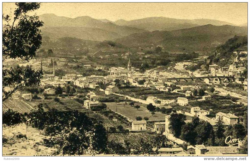 AUBENAS VUE SUR LA VALLEE DE L ARDECHE ET PONT D AUBENAS  CARTE EN BON ETAT - Aubenas