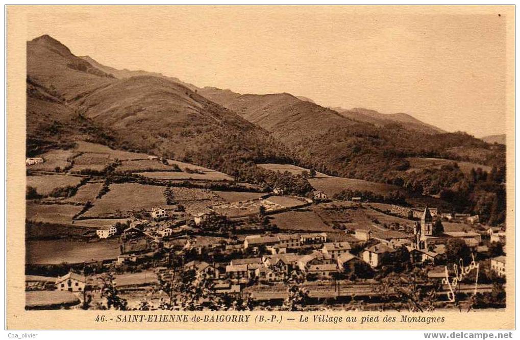 64 ST ETIENNE BAIGORRY Vue Générale Village Au Pied Des Montagnes, Ed Yobled 46, 193? - Saint Etienne De Baigorry