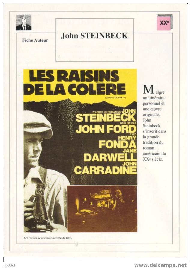 Fiche D´auteur Sur John Steinbeck - Fiches Didactiques