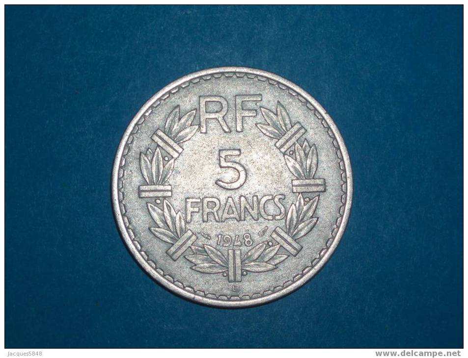 5 Frs 1948 - B -  Alu   Lavrillier  TTB / TTB+  ) - Tres Tres Belle Monnaie - Tres Rare - Autres & Non Classés