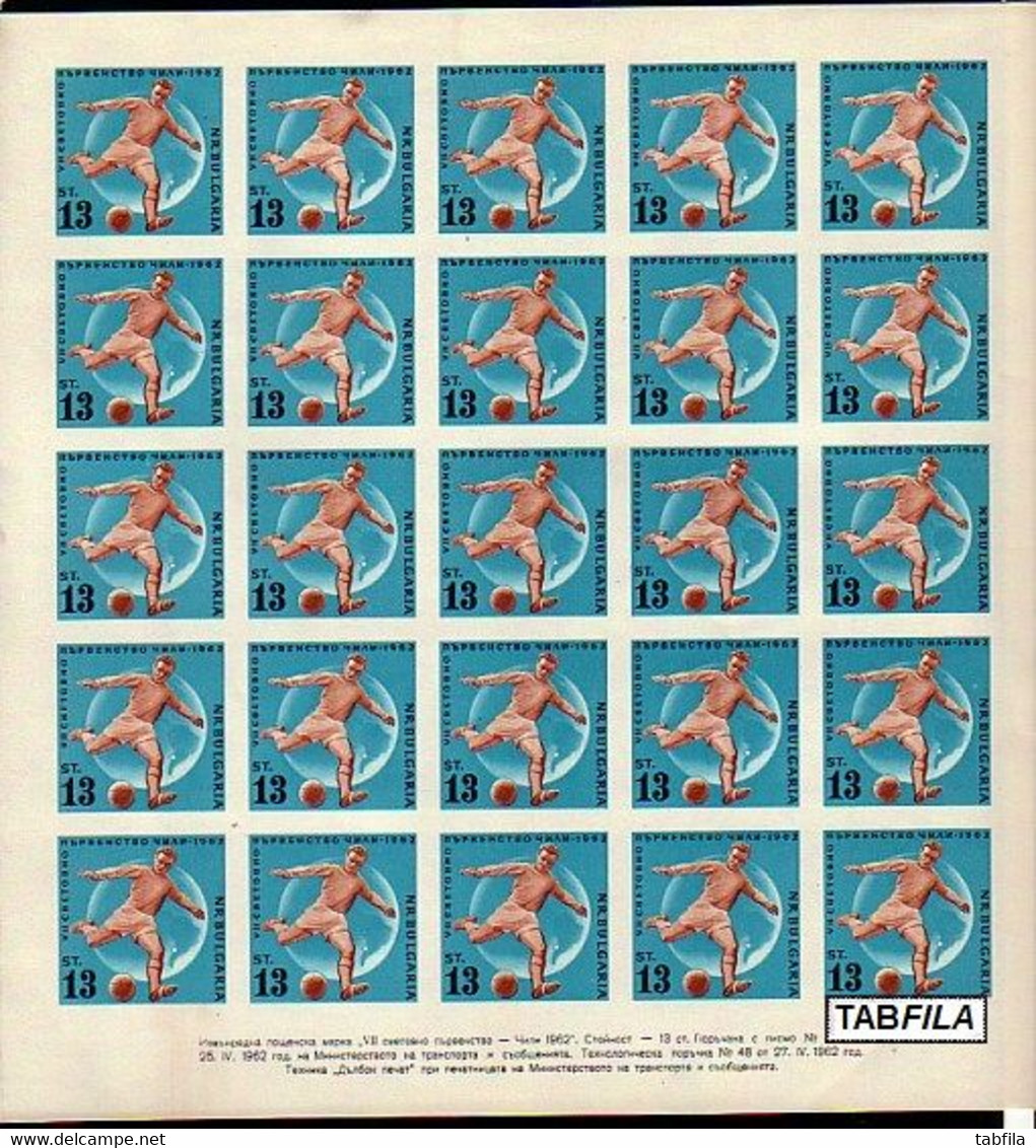 BULGARIA - 1962 - Coup Du Momd - Chili'62 - P.F. De 25 St. ** - Non Dent. - Unused Stamps