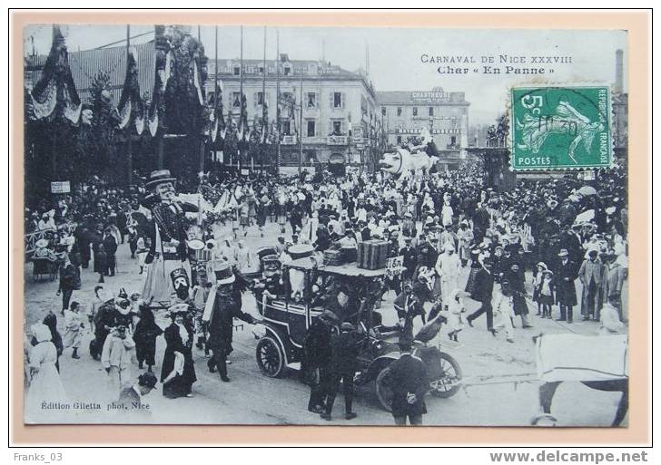 Nice 38° Carnaval (7) Char En Panne 1910 - Carnaval