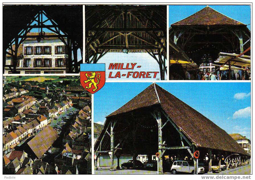 Carte Postale  Mily-la-forêt  Les Halles Un Jour De Marché - Milly La Foret