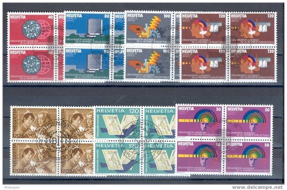 SWITZERLAND, GROUP OFFICIAL STAMPS IN  BlOCKS OF 4, FD CANCELS! - Collections