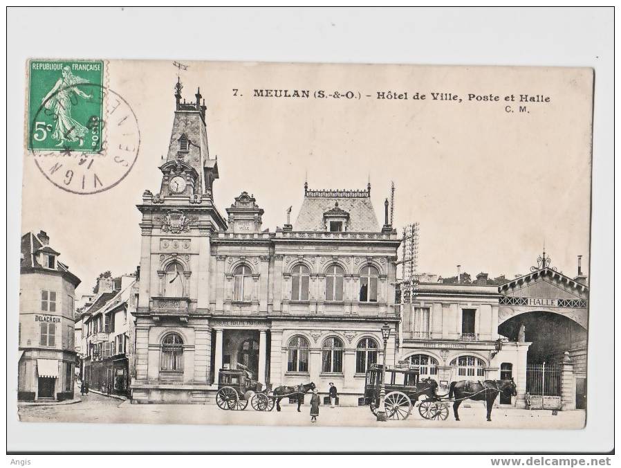 CPA---  78----Meulan---HOTEL DE VILLE---POSTE----HALLE - Meulan