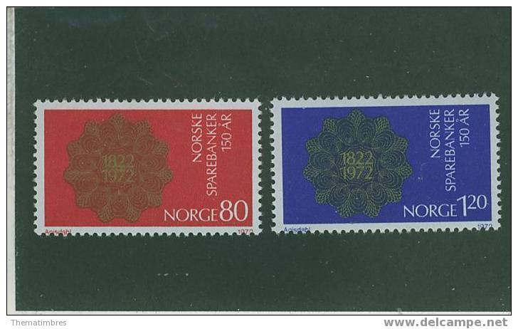 2S0236 150 Ans Des Caisses D Epargne 594 à 595 Norvege 1972 Neuf ** - Munten