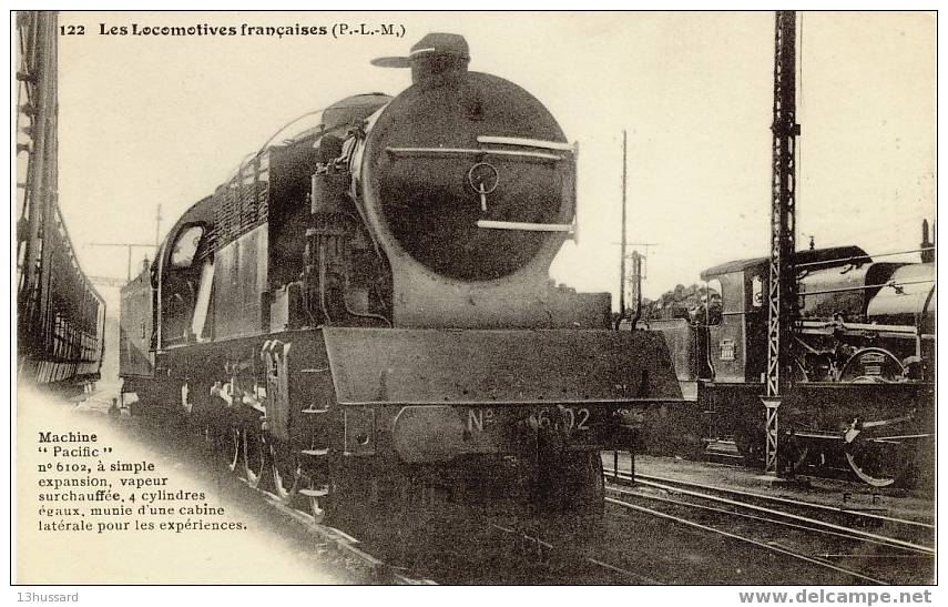 Carte Les Locomotives Françaises (P.-L.-M.) - Machine "Pacific" N°6102 - Collection Fleury - Materiale