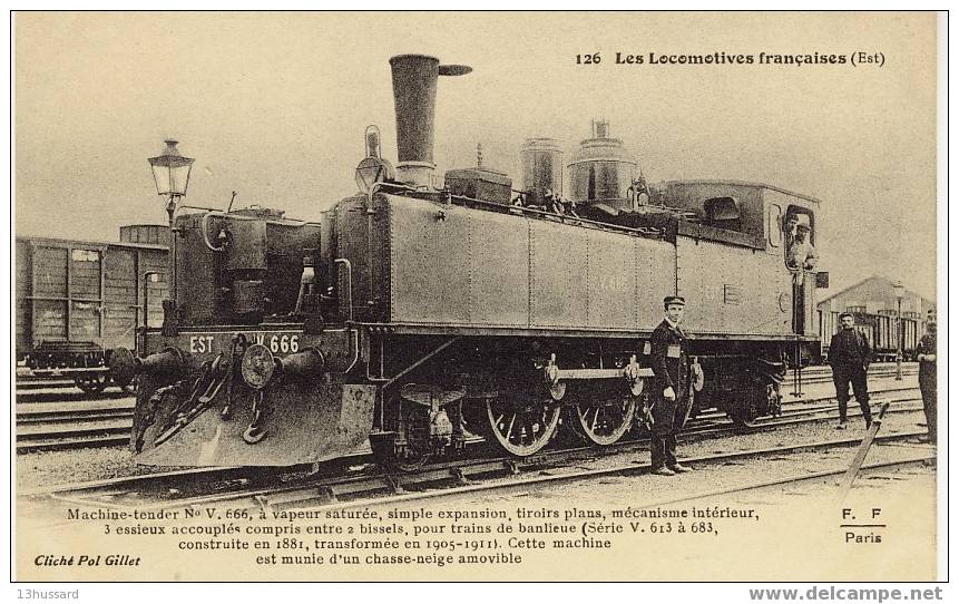 Carte Les Locomotives Françaises (Est) - Machine-tender N° V.666 - Collection Fleury - Materiale