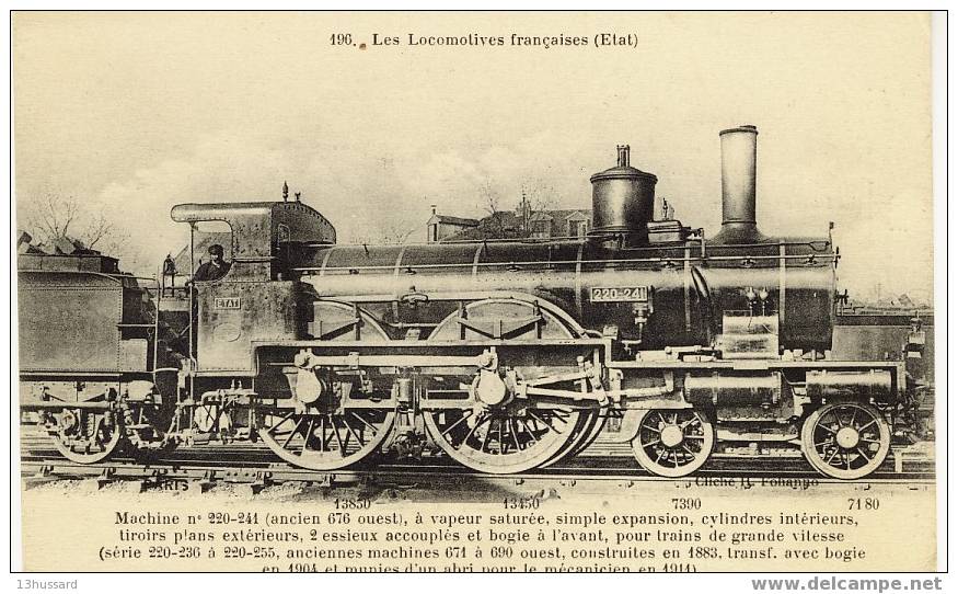 Carte Les Locomotives Françaises (Etat) - Machine N°220-241 (ancienne 676 Ouest) - Collection Fleury - Materiale