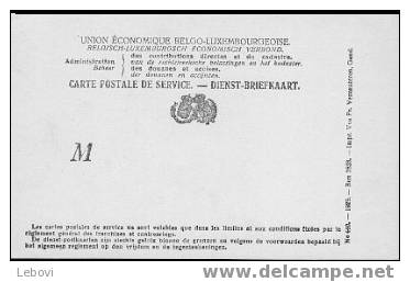 Union économique Belgique - Luxembourg :  Carte Postale De Service - Entier Postal Neuf - Zonder Portkosten