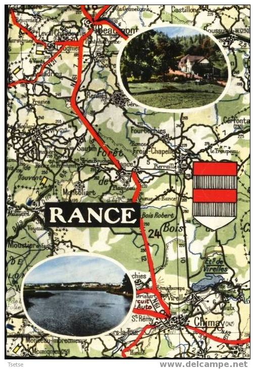 Rance - Carte Géographique-Armoiries (d'après Carte Michelin N° 2) - Sivry-Rance