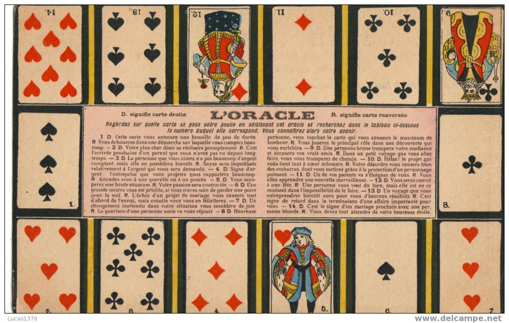 L ORACLE / RARE CARTE DIVINATOIRE / REGARDEZ SUR QUELLE CARTE SE POSE VOTRE POUCE / VOUS CONNAITREZ ALORS VOTRE AVENIR ! - Carte Da Gioco