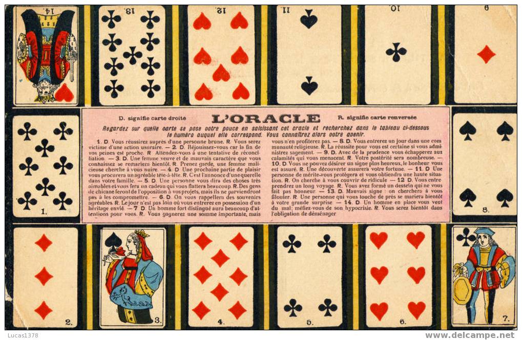 L ORACLE / RARE CARTE DIVINATOIRE / REGARDEZ SUR QUELLE CARTE SE POSE VOTRE POUCE / VOUS CONNAITREZ ALORS VOTRE AVENIR ! - Cartes à Jouer