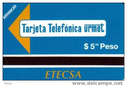 CUBA  5  PESOS  TRIAL  ISSUE  CARD    PUBLIC  PAY PHONE ON THE BACK  URMET  MINT - Kuba