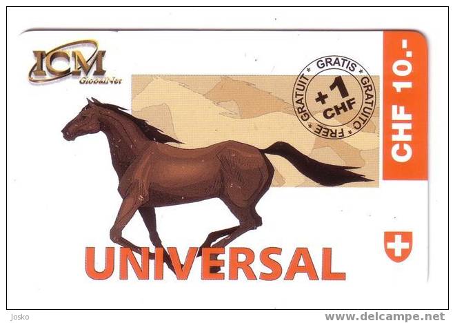 Switzerland - Suisse - Prepaid ( Prepaye ) - Horse - Cheval - Horses - Chevals - ICM Card - 10.CHF + 1.CHF Gratis - Schweiz
