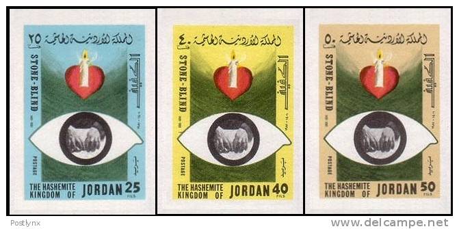 JORDAN 1981 The Blind, IMPERF.SET:3  [non Dentelé,Geschnitten,no Dentado,non Dentellato,ogetande] - Jordanien