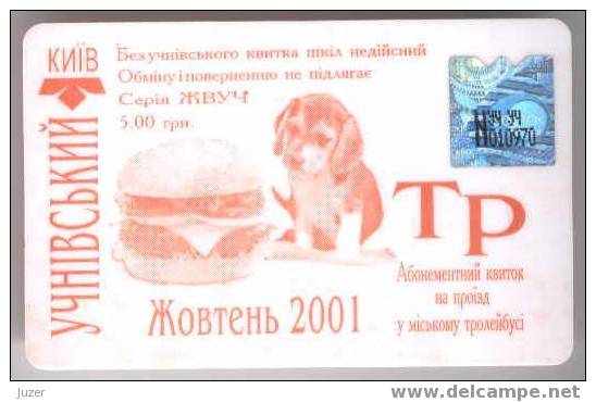 Ukraine, Kiev: Month Trolleybus Card For Pupils 2001/10 - Europe