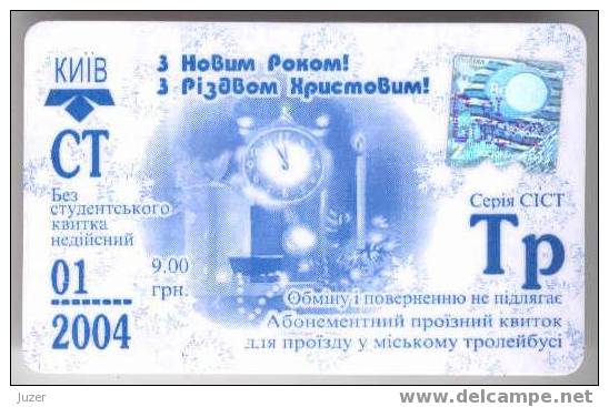 Ukraine, Kiev: Month Trolleybus Card For Students 2004/01 - Europa