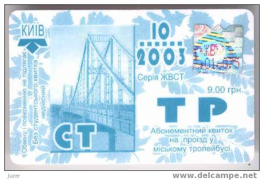 Ukraine, Kiev: Month Trolleybus Card For Students 2003/10 - Europa