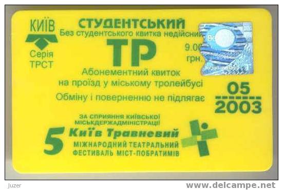 Ukraine, Kiev: Month Trolleybus Card For Students 2003/05 - Europe