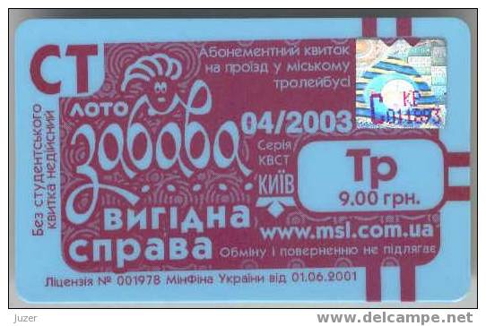 Ukraine, Kiev: Month Trolleybus Card For Students 2003/04 - Europa