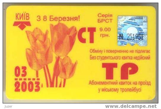 Ukraine, Kiev: Month Trolleybus Card For Students 2003/03 - Europe