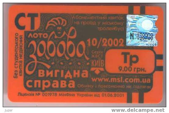 Ukraine, Kiev: Month Trolleybus Card For Students 2002/10 - Europe