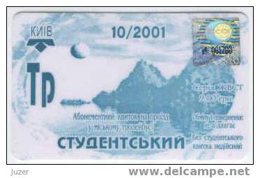 Ukraine, Kiev: Month Trolleybus Card For Students 2001/10 - Europe