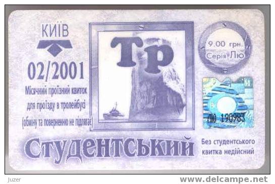 Ukraine, Kiev: Month Trolleybus Card For Students 2001/02 - Europe