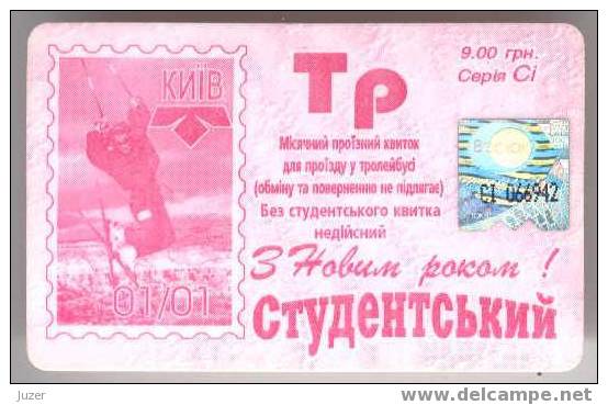 Ukraine, Kiev: Month Trolleybus Card For Students 2001/01 - Europe