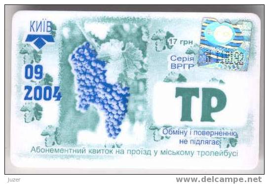 Ukraine: Month Trolleybus Card From Kiev 2004/09 - Europa