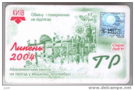 Ukraine: Month Trolleybus Card From Kiev 2004/07 - Europe