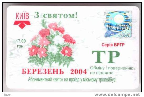 Ukraine: Month Trolleybus Card From Kiev 2004/03 - Europe