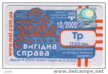 Ukraine: Month Trolleybus Card From Kiev 2002/10 - Europe