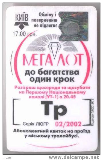 Ukraine: Month Trolleybus Card From Kiev 2002/02 - Europe