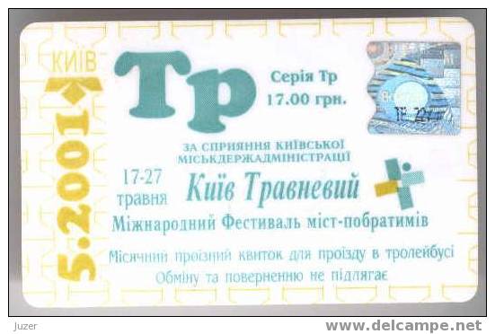 Ukraine: Month Trolleybus Card From Kiev 2001/05 - Europe