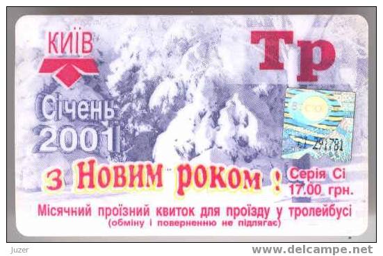 Ukraine: Month Trolleybus Card From Kiev 2001/01 - Europa