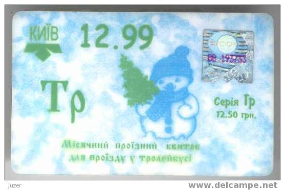 Ukraine: Month Trolleybus Card From Kiev 1999/12 - Europa
