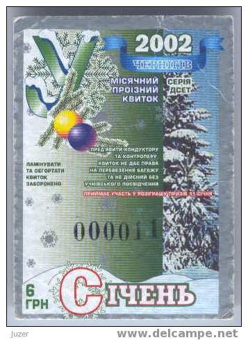 Ukraine, Chernigov: Trolleybus Card For Pupils 2002/01 - Europa