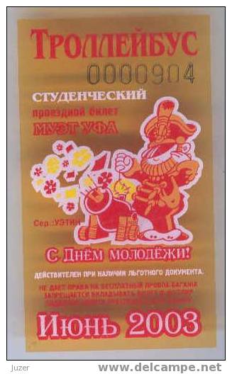Russia, Ufa: Month Trolleybus Ticket For Students 2003/06 - Europe