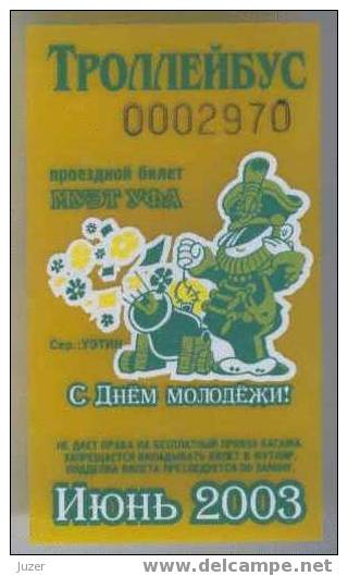 Russia, Ufa: Month Trolleybus Ticket 2003/06 - Europa