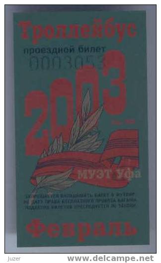 Russia, Ufa: Month Trolleybus Ticket 2003/02 - Europe