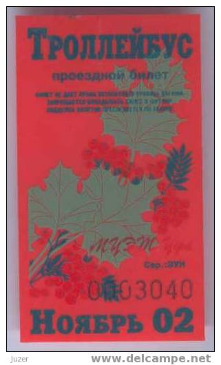 Russia, Ufa: Month Trolleybus Ticket 2002/11 - Europe