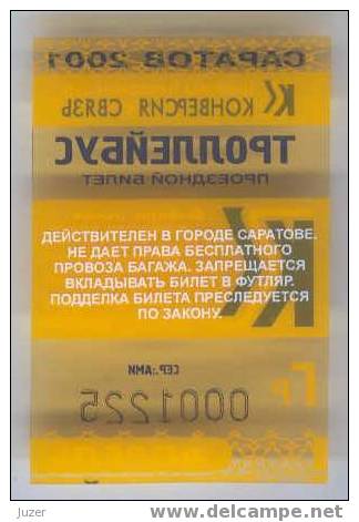 Russia, Saratov: Month Trolleybus Ticket 2001/04 - Europa