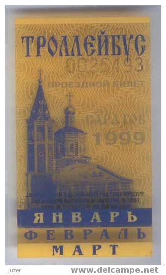 Russia, Saratov: Month Trolleybus Ticket 1999/03 - Europe