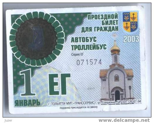 Russia, Togliatti: Month Bus And Trolleybus Ticket 2003/01 - Europe