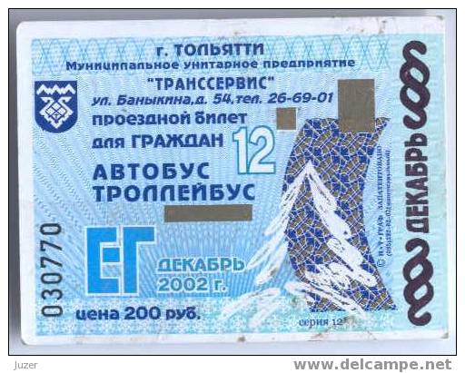 Russia, Togliatti: Month Bus And Trolleybus Ticket 2002/12 - Europa