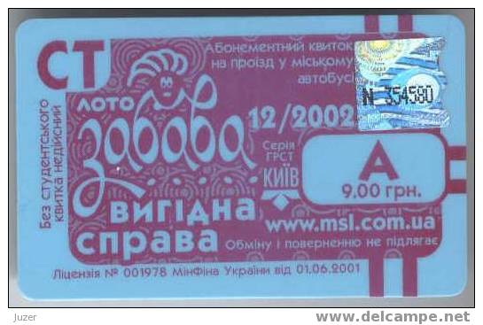 Ukraine: Month BUS Card For Students From Kiev 2002/12 - Europa